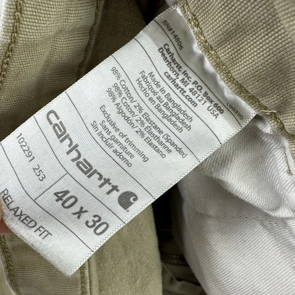Carhartt Tan Relaxed Fit Pants Mens 40x30 rugged‎ canvas work utility (37x27)
